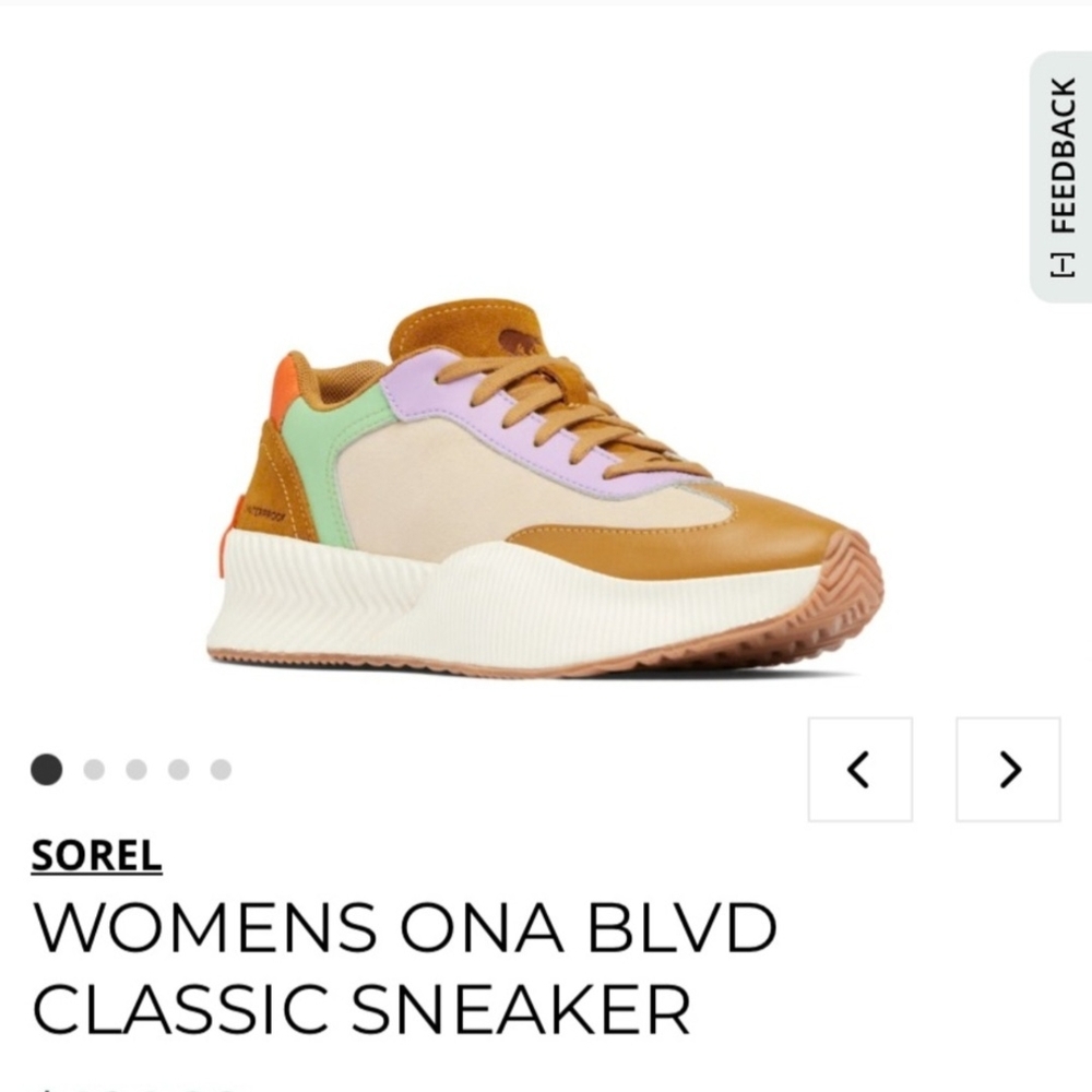 NEW Sorel Women's Ona Blvd Classic Sneaker - Tan, Green, Purple Size 9.5